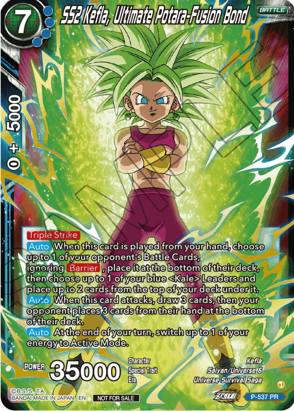 SS2 Kefla, Ultimate Potara-Fusion Bond (Championship Selection Pack 2023 Vol.2) (Gold-Stamped Silver Foil) (P-537) [Tournament Promotion Cards] | Dragon's Lair Comics and Fantasy Houston TX