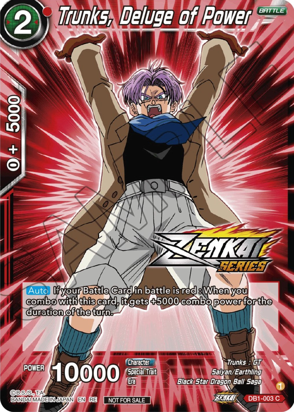 Trunks, Deluge of Power (Event Pack 12) (DB1-003) [Tournament Promotion Cards] | Dragon's Lair Comics and Fantasy Houston TX