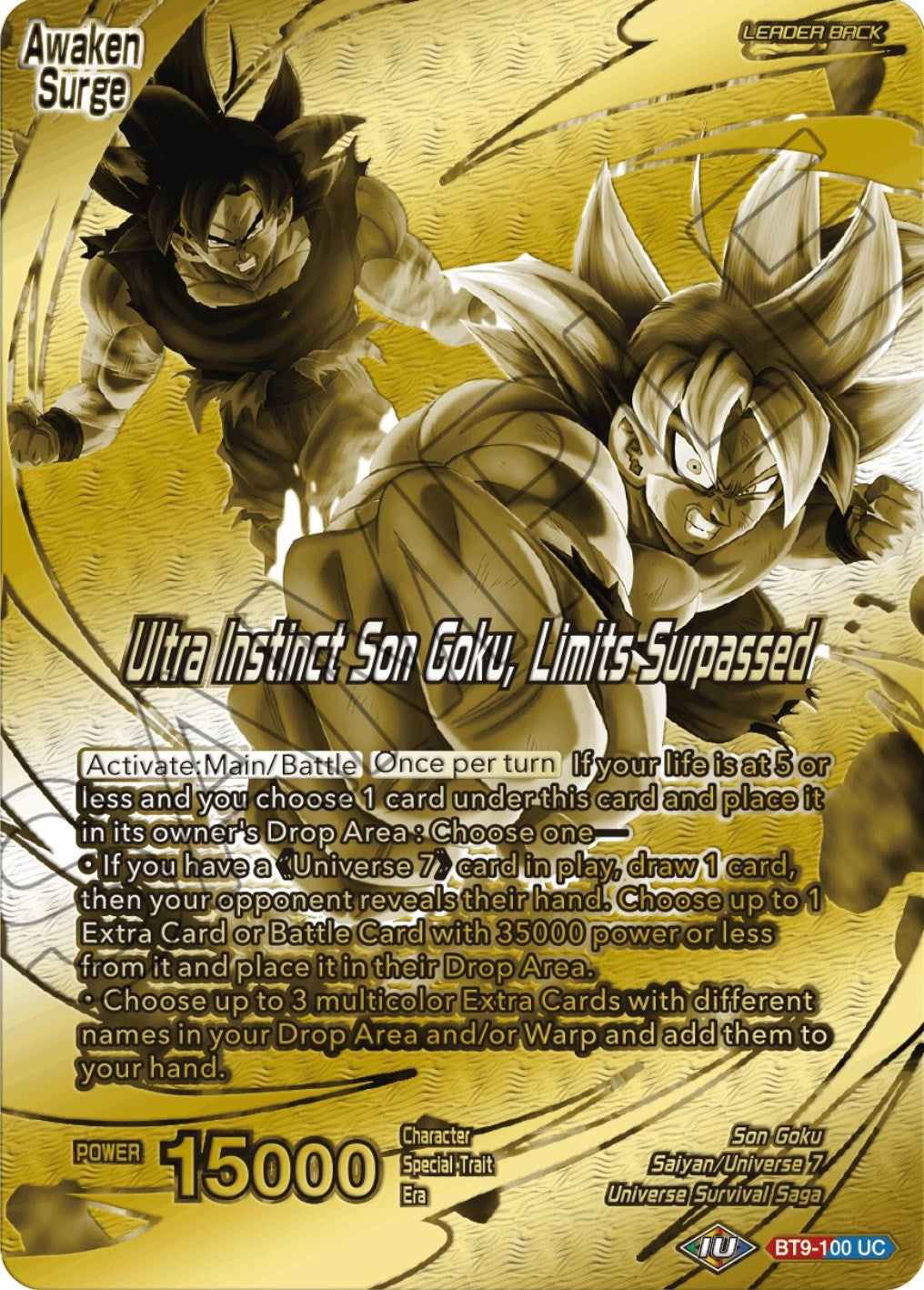 Son Goku // Ultra Instinct Son Goku, Limits Surpassed (Championship 2023 Golden Card Vol.2, Version 1) (BT9-100) [Tournament Promotion Cards] | Dragon's Lair Comics and Fantasy Houston TX