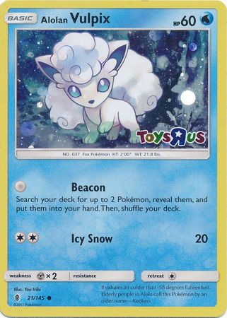 Alolan Vulpix (21/145) (Toys R Us Promo) [Sun & Moon: Guardians Rising] | Dragon's Lair Comics and Fantasy Houston TX