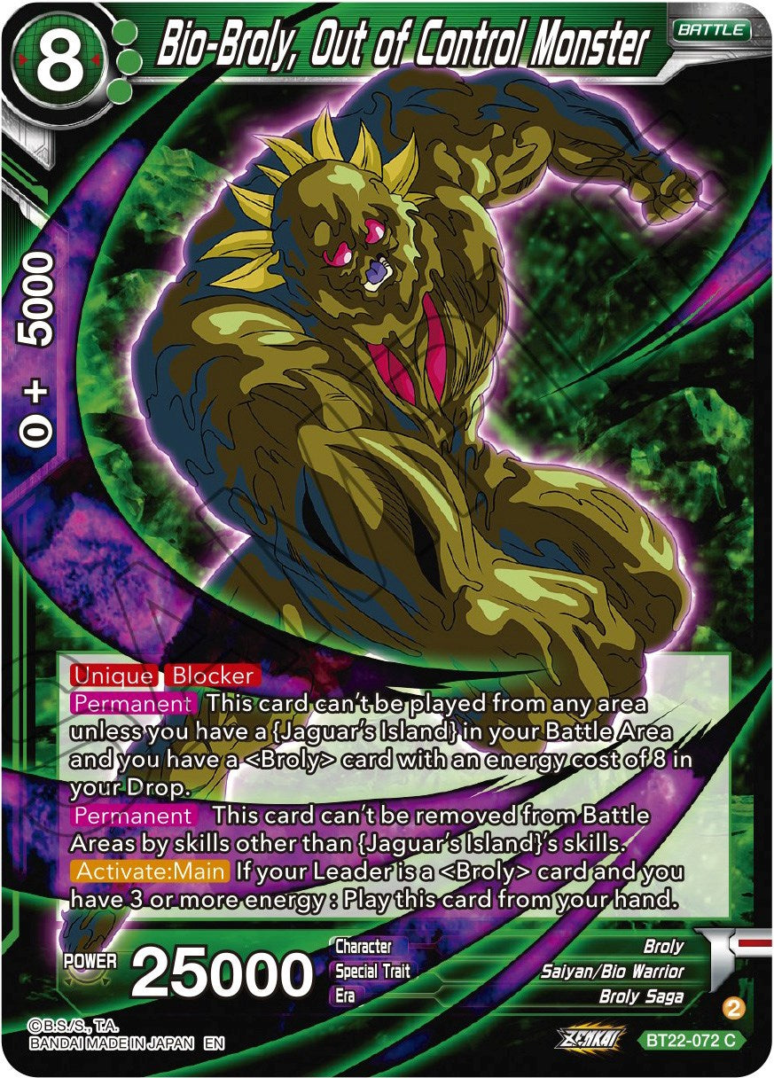 Bio-Broly, Out of Control Monster (BT22-072) [Critical Blow] | Dragon's Lair Comics and Fantasy Houston TX