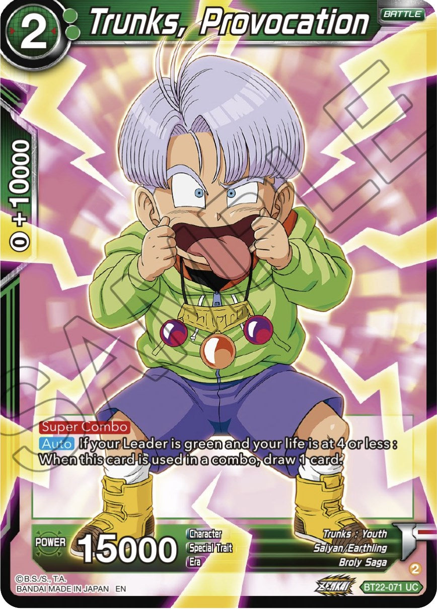 Trunks, Provocation (BT22-071) [Critical Blow] | Dragon's Lair Comics and Fantasy Houston TX