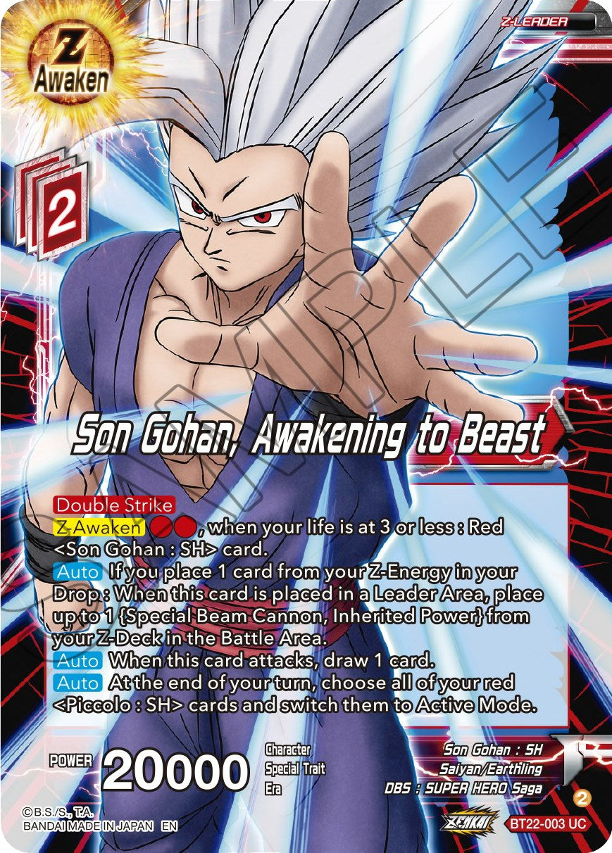 Son Gohan, Awakening to Beast (BT22-003) [Critical Blow] | Dragon's Lair Comics and Fantasy Houston TX