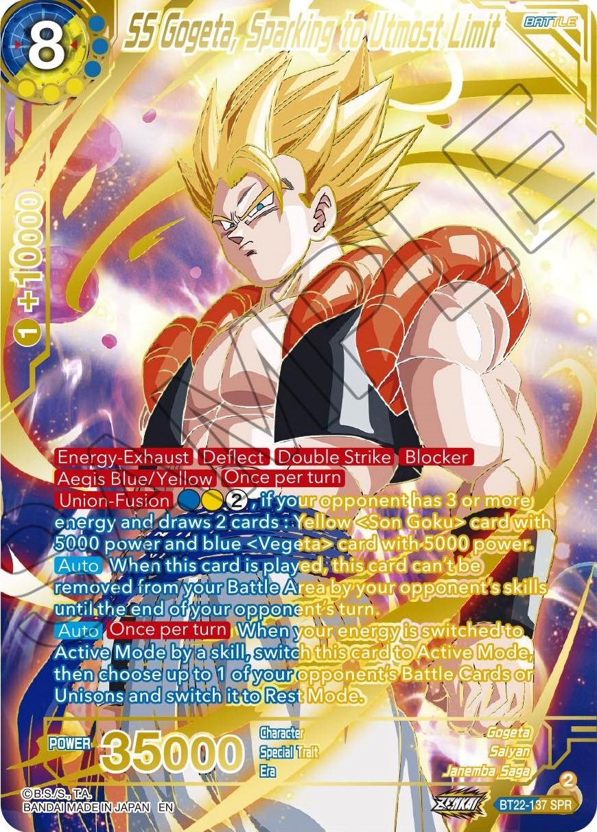 SS Gogeta, Sparking to Utmost Limit (SPR) (BT22-137) [Critical Blow] | Dragon's Lair Comics and Fantasy Houston TX