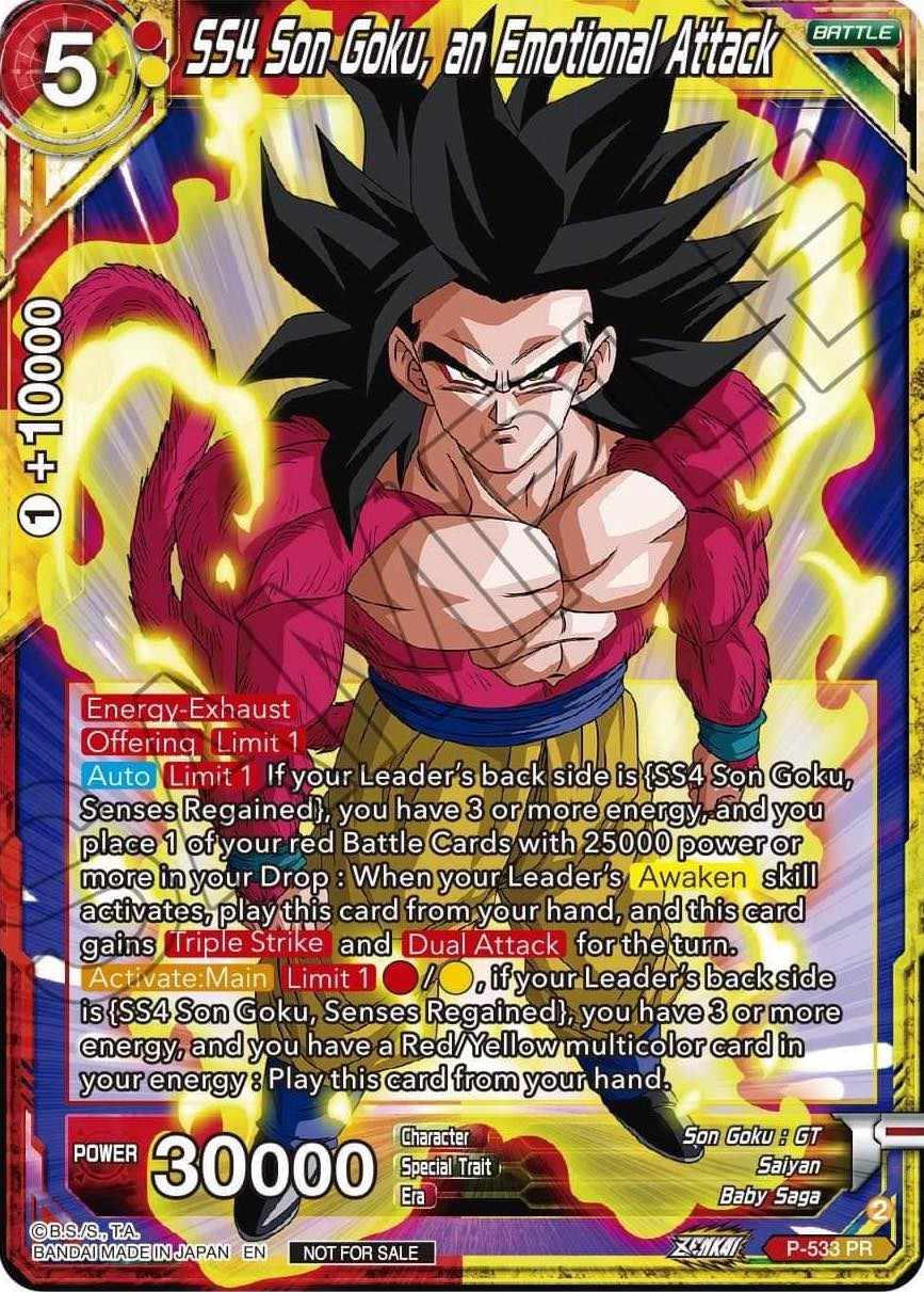 SS4, Son Goku, an Emotional Attack (Zenkai Series Tournament Pack Vol.5) (P-533) [Tournament Promotion Cards] | Dragon's Lair Comics and Fantasy Houston TX