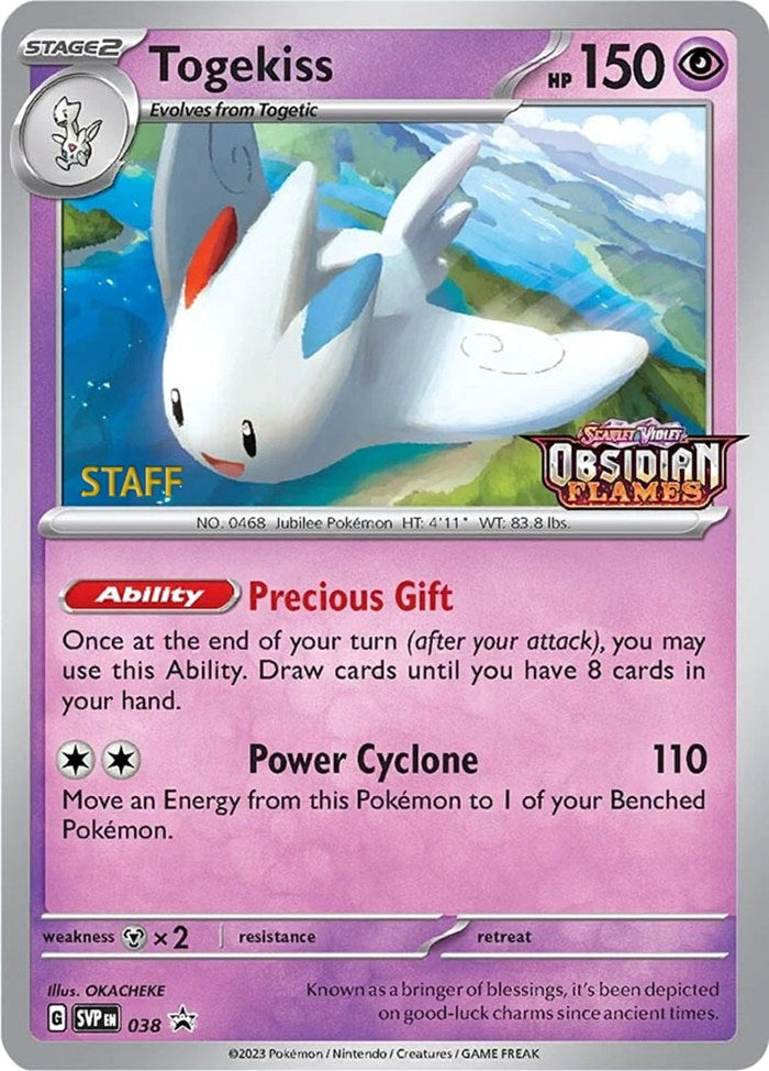 Togekiss (038) (Stamped) (Staff) [Scarlet & Violet: Black Star Promos] | Dragon's Lair Comics and Fantasy Houston TX