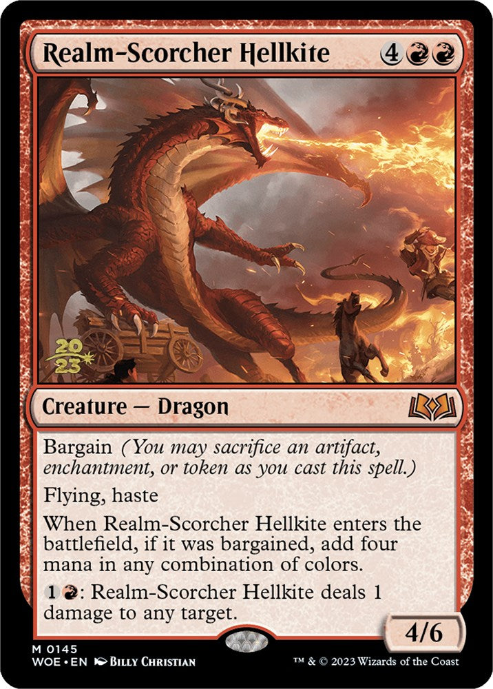 Realm-Scorcher Hellkite [Wilds of Eldraine Prerelease Promos] | Dragon's Lair Comics and Fantasy Houston TX