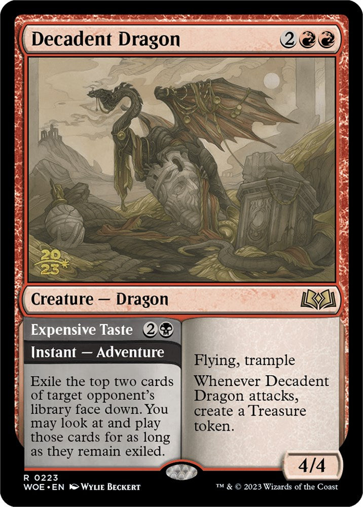 Decadent Dragon // Expensive Taste [Wilds of Eldraine Prerelease Promos] | Dragon's Lair Comics and Fantasy Houston TX