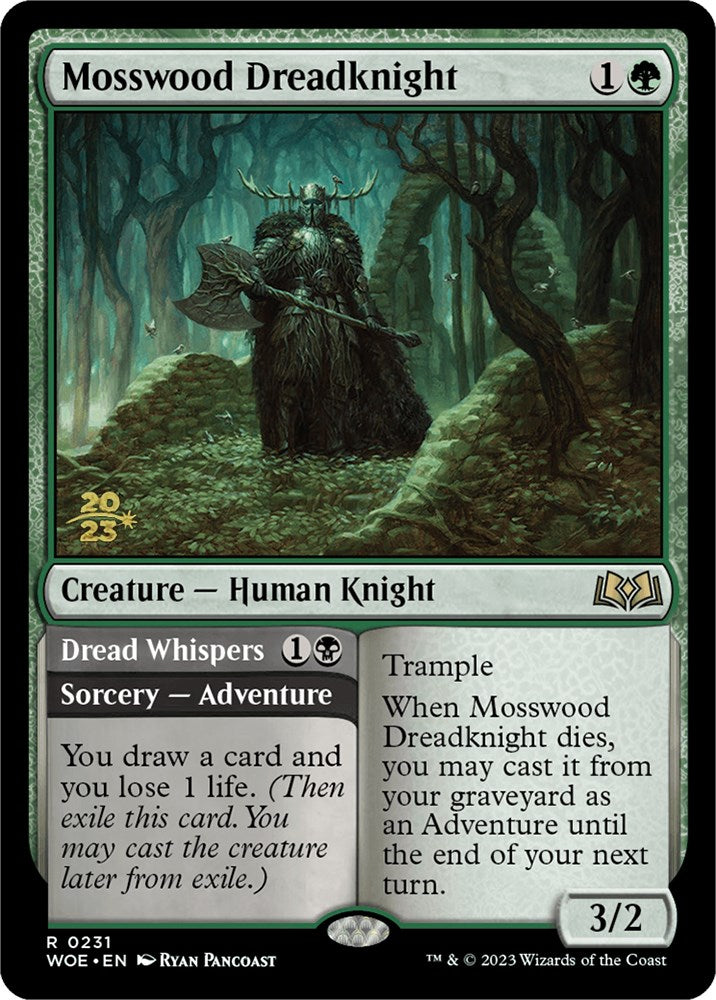 Mosswood Dreadknight // Dread Whispers (Promo Pack) [Wilds of Eldraine Promos] | Dragon's Lair Comics and Fantasy Houston TX