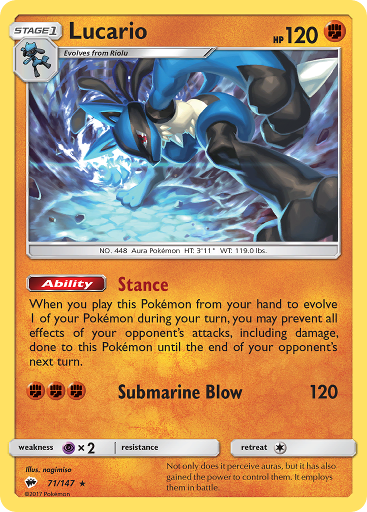 Lucario (71/147) [Sun & Moon: Burning Shadows] | Dragon's Lair Comics and Fantasy Houston TX