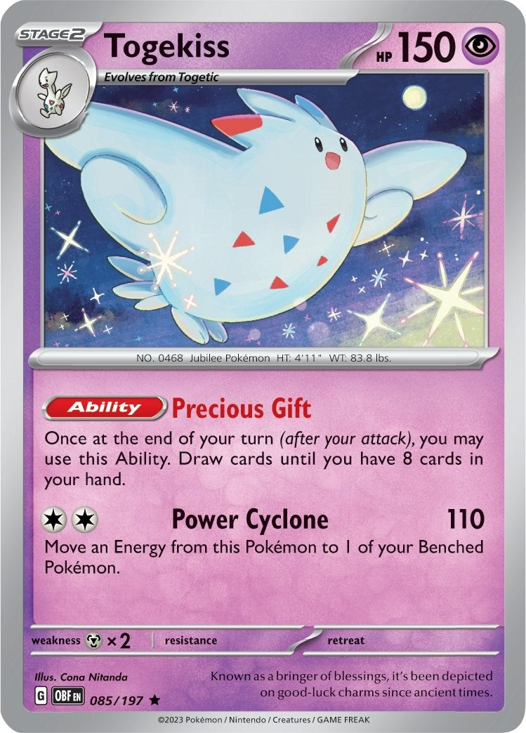 Togekiss (085/197) (Theme Deck Exclusive) [Scarlet & Violet: Obsidian Flames] | Dragon's Lair Comics and Fantasy Houston TX