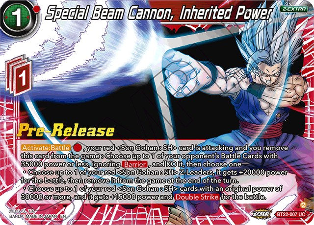 Special Beam Cannon, Inherited Power (BT22-007) [Critical Blow Prerelease Promos] | Dragon's Lair Comics and Fantasy Houston TX