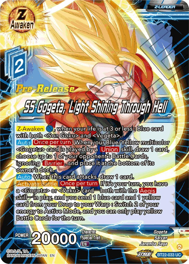 SS Gogeta, Light Shining Through Hell (BT22-033) [Critical Blow Prerelease Promos] | Dragon's Lair Comics and Fantasy Houston TX