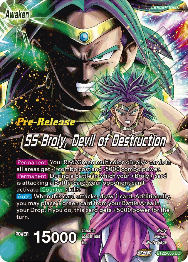 Broly & Paragus // SS Broly, Devil of Destruction (BT22-055) [Critical Blow Prerelease Promos] | Dragon's Lair Comics and Fantasy Houston TX