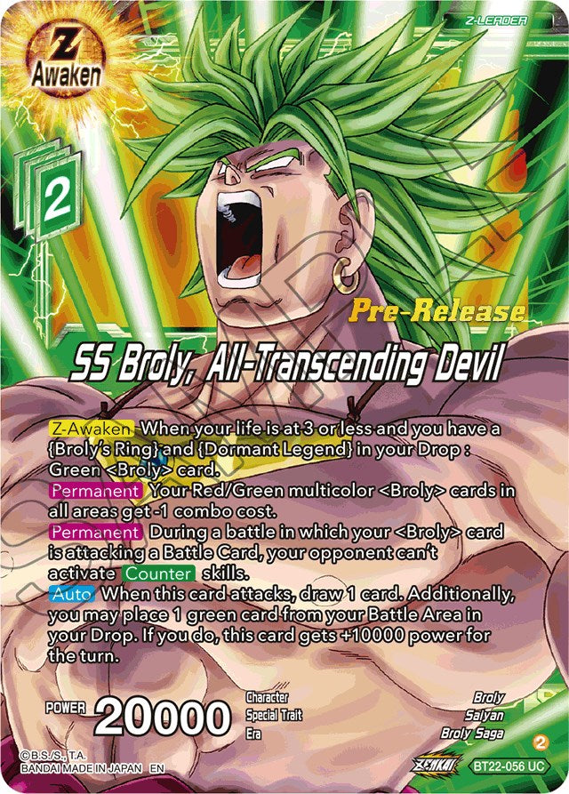 SS Broly, All-Transcending Devil (BT22-056) [Critical Blow Prerelease Promos] | Dragon's Lair Comics and Fantasy Houston TX