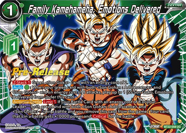 Family Kamehameha, Emotions Delivered (BT22-059) [Critical Blow Prerelease Promos] | Dragon's Lair Comics and Fantasy Houston TX