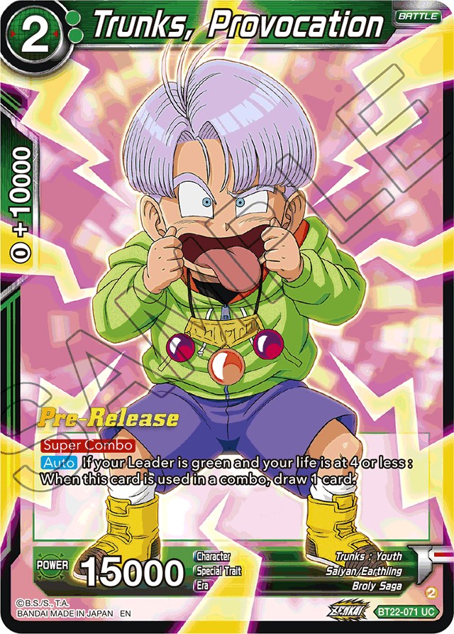 Trunks, Provocation (BT22-071) [Critical Blow Prerelease Promos] | Dragon's Lair Comics and Fantasy Houston TX