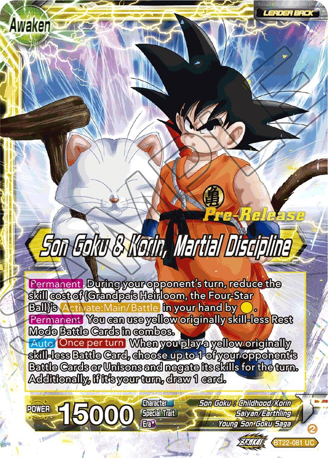 Son Goku // Son Goku & Korin, Martial Discipline (BT22-081) [Critical Blow Prerelease Promos] | Dragon's Lair Comics and Fantasy Houston TX