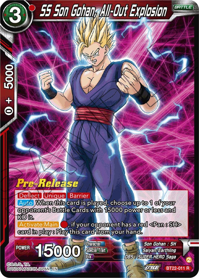 SS Son Gohan, All-Out Explosion (BT22-011) [Critical Blow Prerelease Promos] | Dragon's Lair Comics and Fantasy Houston TX