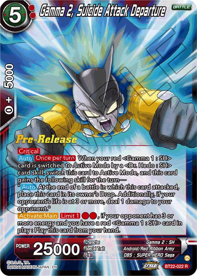 Gamma 2, Suicide Attack Departure (BT22-022) [Critical Blow Prerelease Promos] | Dragon's Lair Comics and Fantasy Houston TX