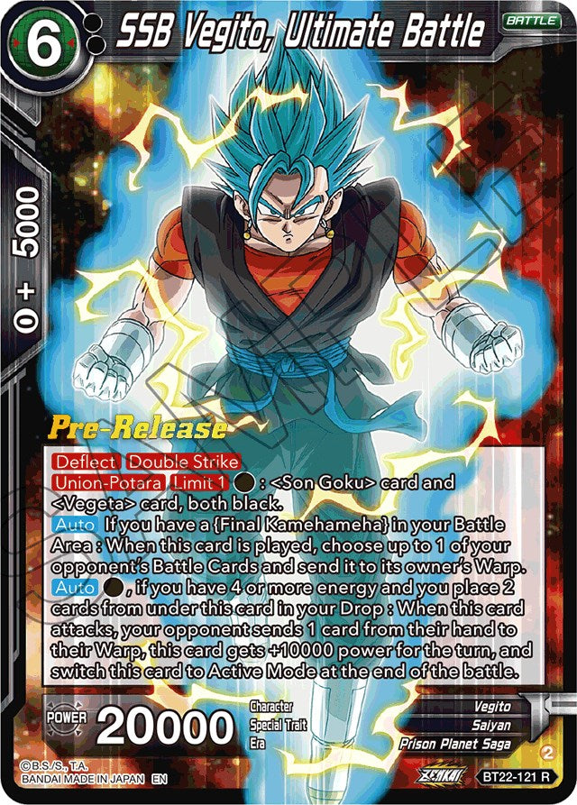 SSB Vegito, Ultimate Battle (BT22-121) [Critical Blow Prerelease Promos] | Dragon's Lair Comics and Fantasy Houston TX