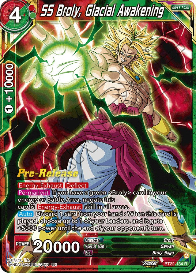 SS Broly, Glacial Awakening (BT22-134) [Critical Blow Prerelease Promos] | Dragon's Lair Comics and Fantasy Houston TX