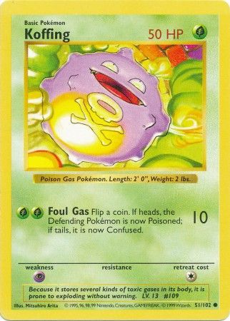 Koffing (51/102) [Base Set Shadowless Unlimited] | Dragon's Lair Comics and Fantasy Houston TX