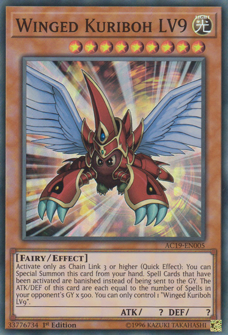 Winged Kuriboh LV9 [AC19-EN005] Super Rare | Dragon's Lair Comics and Fantasy Houston TX