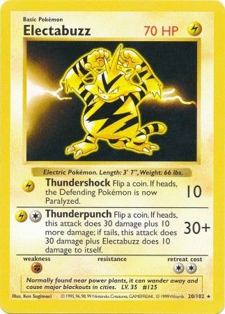 Electabuzz (20/102) [Base Set Shadowless Unlimited] | Dragon's Lair Comics and Fantasy Houston TX