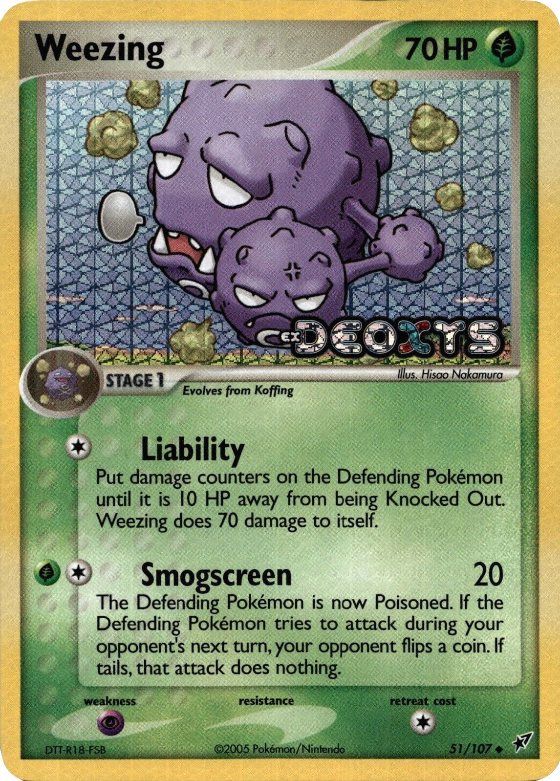 Weezing (51/107) (Stamped) [EX: Deoxys] | Dragon's Lair Comics and Fantasy Houston TX