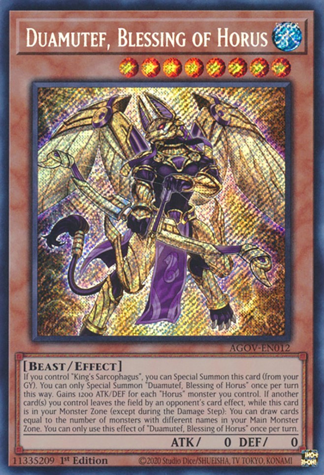 Duamutef, Blessing of Horus [AGOV-EN012] Secret Rare | Dragon's Lair Comics and Fantasy Houston TX