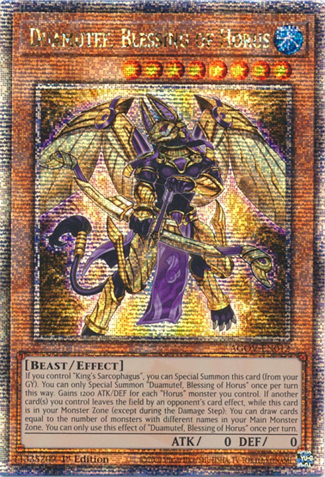 Duamutef, Blessing of Horus (Quarter Century Secret Rare) [AGOV-EN012] Quarter Century Secret Rare | Dragon's Lair Comics and Fantasy Houston TX