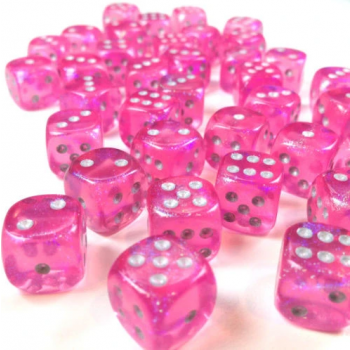 Chessex Borealis Pink With Silver Luminary Glow in the Dark 12mm D6 Set | Dragon's Lair Comics and Fantasy Houston TX