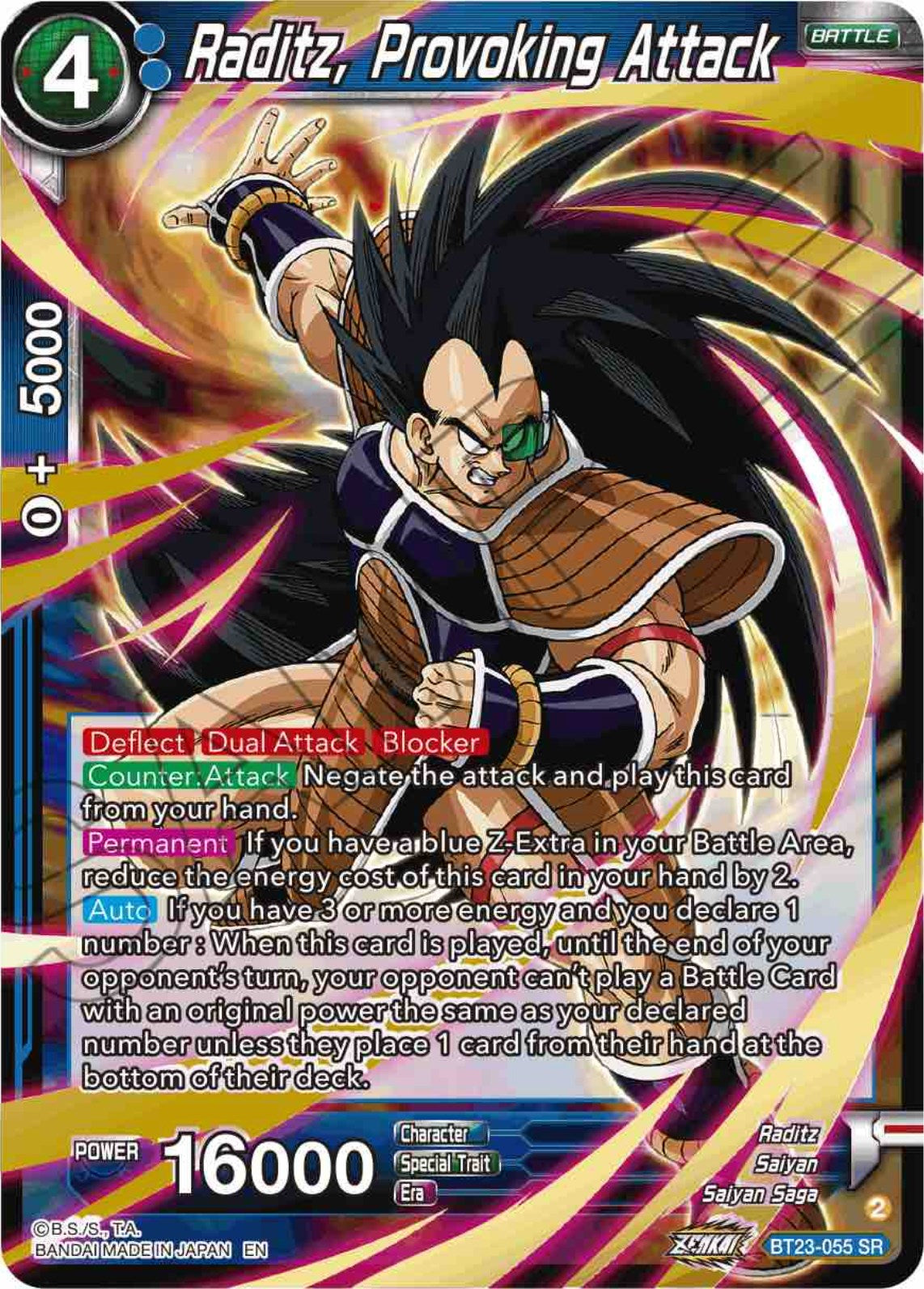 Raditz, Provoking Attack (BT23-055) [Perfect Combination] | Dragon's Lair Comics and Fantasy Houston TX