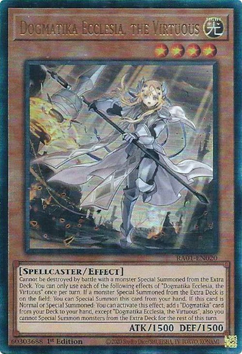 Dogmatika Ecclesia, the Virtuous [RA01-EN020] Prismatic Ultimate Rare | Dragon's Lair Comics and Fantasy Houston TX