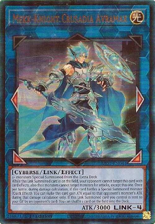 Mekk-Knight Crusadia Avramax [RA01-EN044] Prismatic Ultimate Rare | Dragon's Lair Comics and Fantasy Houston TX