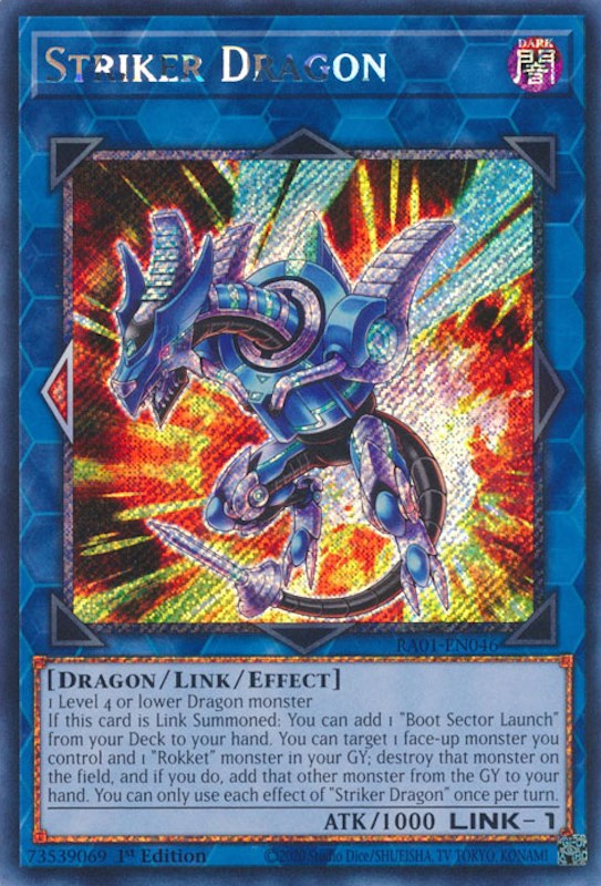 Striker Dragon [RA01-EN046] Platinum Secret Rare | Dragon's Lair Comics and Fantasy Houston TX