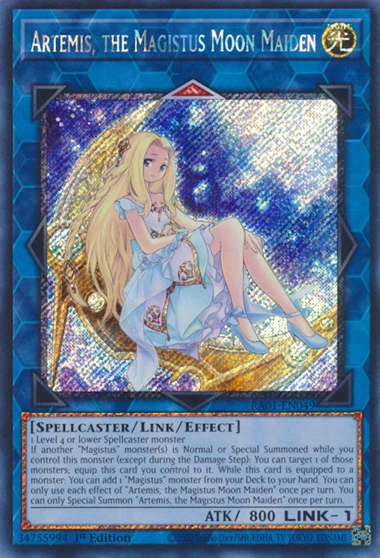 Artemis, the Magistus Moon Maiden [RA01-EN049] Platinum Secret Rare | Dragon's Lair Comics and Fantasy Houston TX