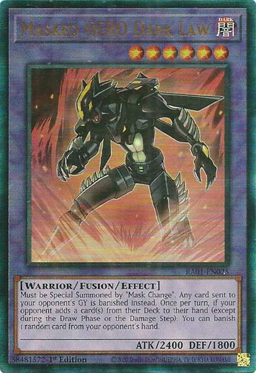 Masked HERO Dark Law [RA01-EN025] Prismatic Ultimate Rare | Dragon's Lair Comics and Fantasy Houston TX