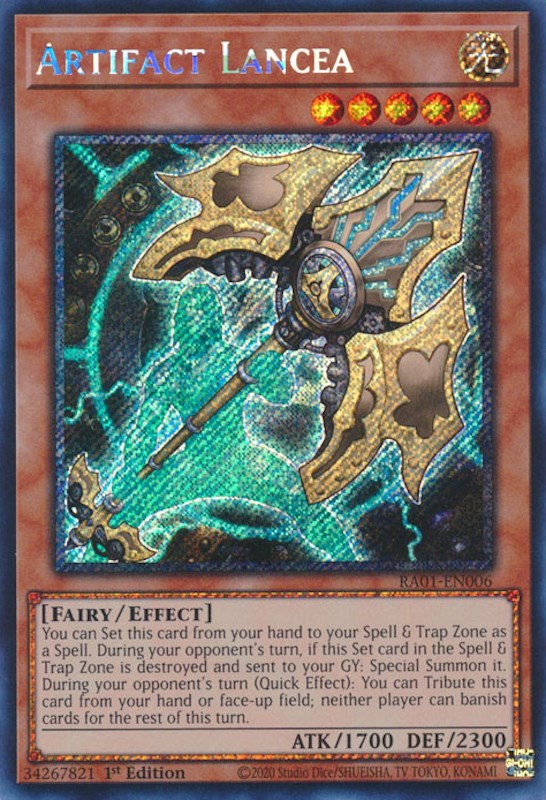 Artifact Lancea [RA01-EN006] Platinum Secret Rare | Dragon's Lair Comics and Fantasy Houston TX