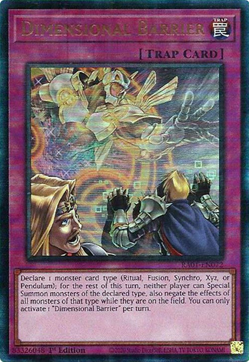 Dimensional Barrier [RA01-EN072] Prismatic Ultimate Rare | Dragon's Lair Comics and Fantasy Houston TX