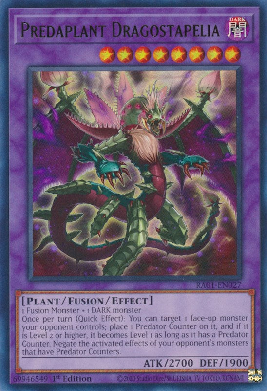 Predaplant Dragostapelia [RA01-EN027] Ultra Rare | Dragon's Lair Comics and Fantasy Houston TX