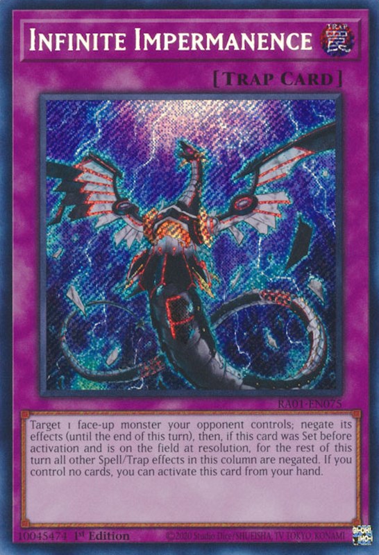 Infinite Impermanence [RA01-EN075] Secret Rare | Dragon's Lair Comics and Fantasy Houston TX