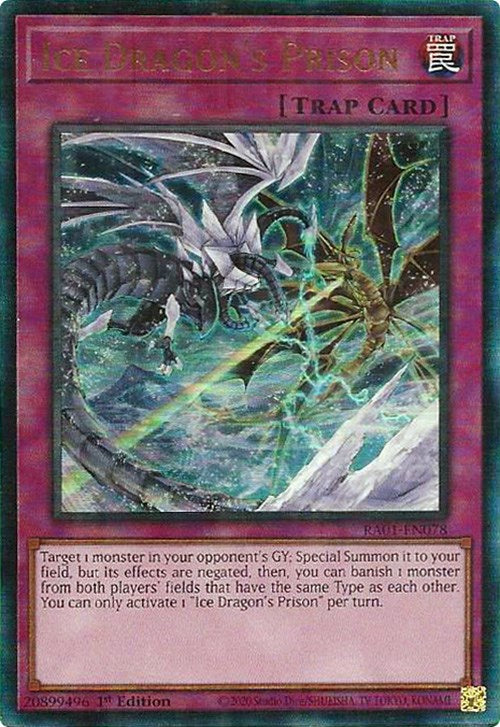 Ice Dragon's Prison [RA01-EN078] Prismatic Ultimate Rare | Dragon's Lair Comics and Fantasy Houston TX