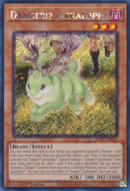 Danger!? Jackalope? [RA01-EN013] Platinum Secret Rare | Dragon's Lair Comics and Fantasy Houston TX