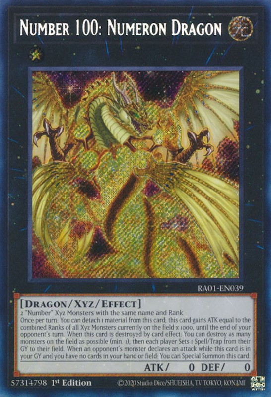 Number 100: Numeron Dragon [RA01-EN039] Secret Rare | Dragon's Lair Comics and Fantasy Houston TX