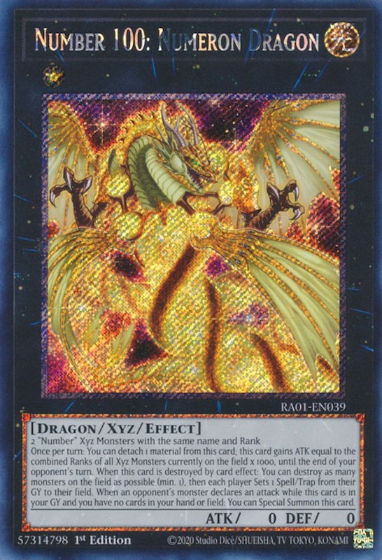 Number 100: Numeron Dragon [RA01-EN039] Platinum Secret Rare | Dragon's Lair Comics and Fantasy Houston TX