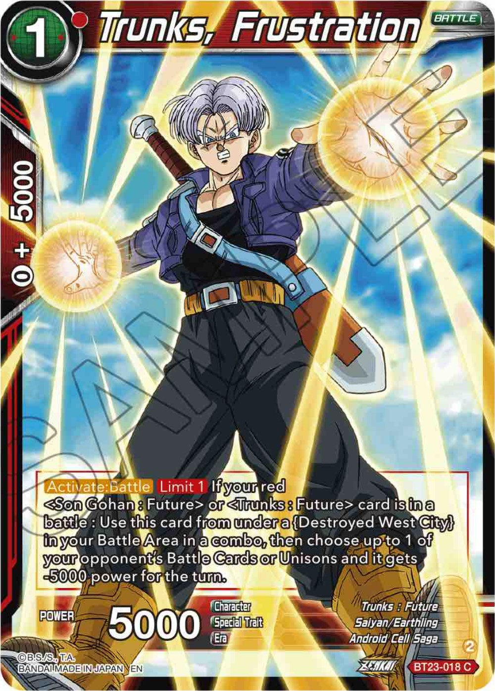 Trunks, Frustration (BT23-018) [Perfect Combination] | Dragon's Lair Comics and Fantasy Houston TX