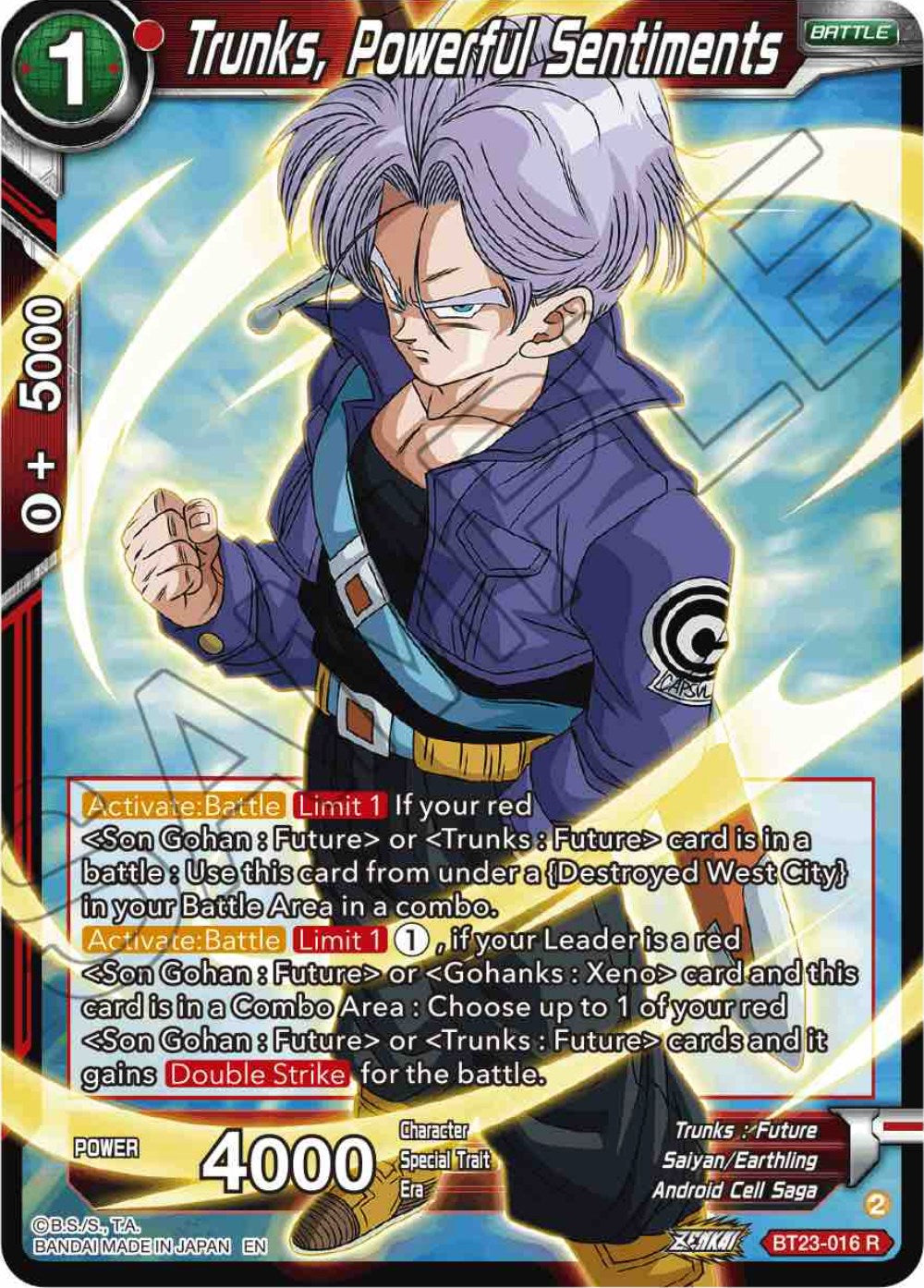 Trunks, Powerful Sentiments (BT23-016) [Perfect Combination] | Dragon's Lair Comics and Fantasy Houston TX