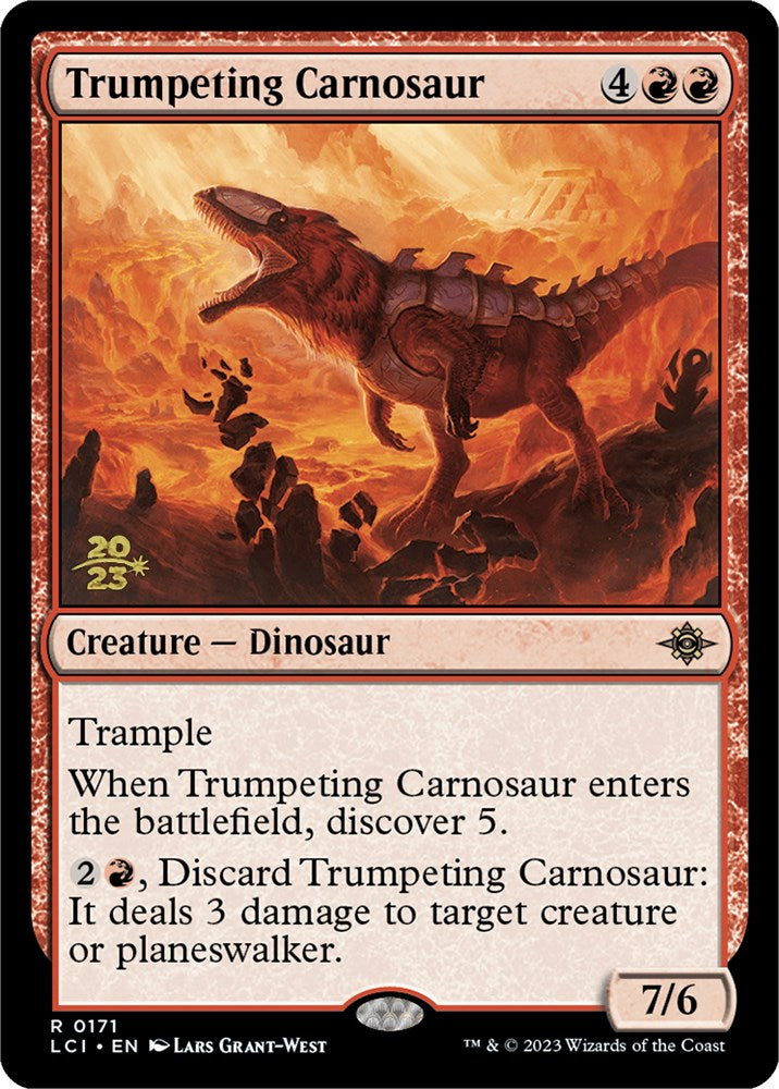 Trumpeting Carnosaur [The Lost Caverns of Ixalan Prerelease Cards] | Dragon's Lair Comics and Fantasy Houston TX